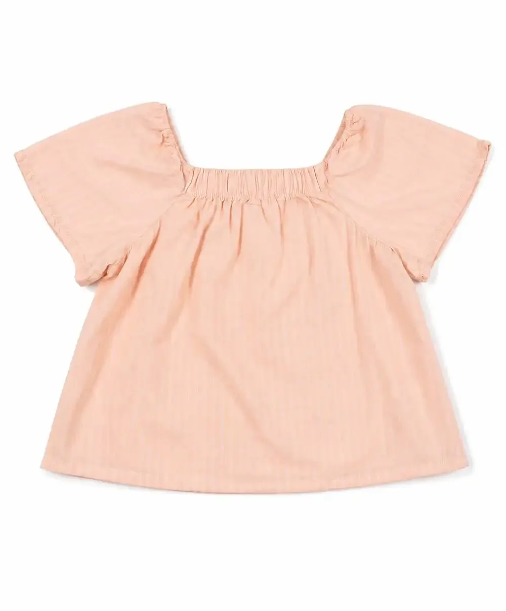 easy-peasy Toddler Girls Short Sleeve Henley Blouse in Light Pink